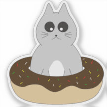 Süße Katzenaufkleber; Kätzchen im Donut steckend