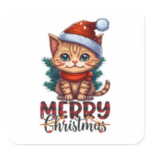 Süße Katzenbaby Frohe Weihnachten Quadratischer Au
