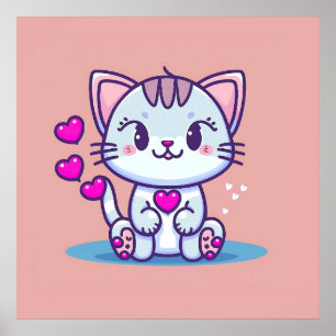Süße Katzenbaby mit Herzen, inspiriert von Valenti Poster
