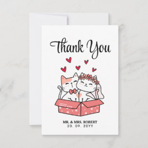 Süße Katzenbraut und Bräutigam Hochzeit Danke 