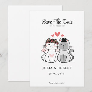 Süße Katzenbraut und Bräutigam Hochzeit  Save The Date