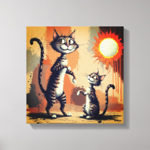 Süße Katzenfiguren Kunst Leinwanddruck