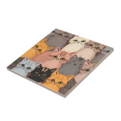 Süße Katzengesichter illustriertes Muster Fliese (Seite)