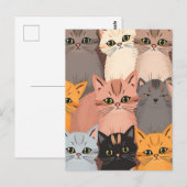 Süße Katzengesichter illustriertes Muster Postkarte (Vorne/Hinten)