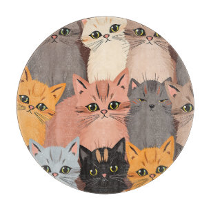 Süße Katzengesichter illustriertes Muster Schneidebrett