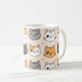 Süße Katzengesichter Kawaii Katzenmuster  Kaffeetasse (VorderseiteRechts)