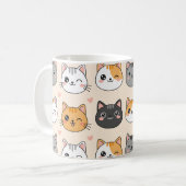 Süße Katzengesichter Kawaii Katzenmuster  Kaffeetasse (Vorderseite Links)