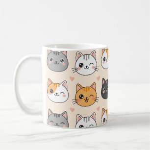 Süße Katzengesichter Kawaii Katzenmuster Kaffeetasse