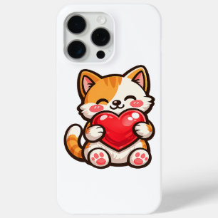 Süße Katzenherz – Kawaii-Katze umarmt rotes Herz,  Case-Mate iPhone Hülle