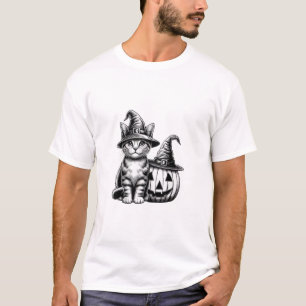Süße Katzenhexenmütze Kürbis Halloween Katzenliebh T-Shirt