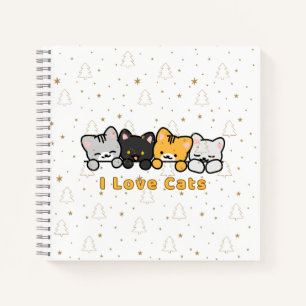 Süße Katzenillustration Ich liebe Katzen Kawaii Ca Notizblock
