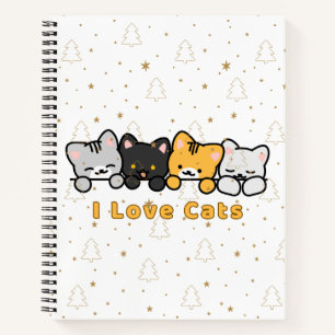 Süße Katzenillustration Ich liebe Katzen Kawaii Ca Notizblock