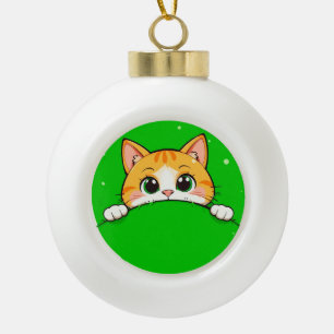 Süße Katzenillustration Keramik Kugel-Ornament