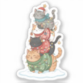 Süße Katzenillustrationskunst, Kawaii-Katzen-Stack Aufkleber (Vorderseite)