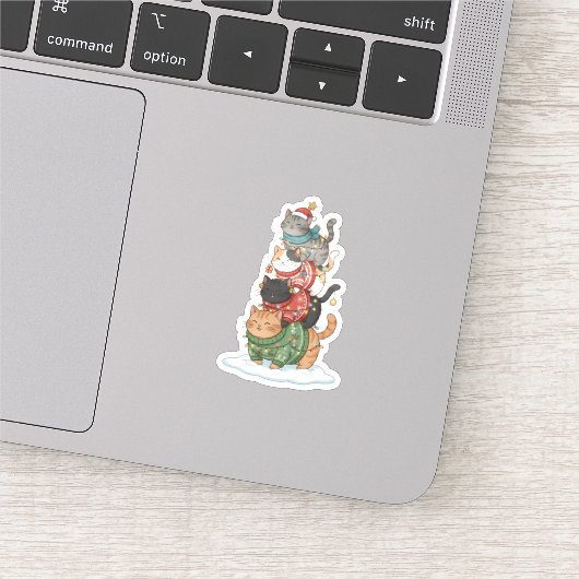 Süße Katzenillustrationskunst, Kawaii-Katzen-Stack Aufkleber (Ausschnitt)