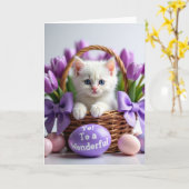 Süße Katzenkörbchen-Frühlingskarte Karte (Gelbe Blume)