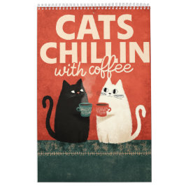 Süße Katzenkunst | Katzen chillen mit Kaffee 2026 Kalender