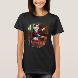 Süße Katzenlehrerin Kätzchen Professor Schule T-Shirt