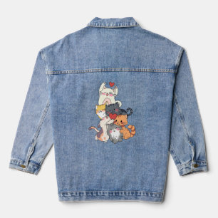 Süße Katzenliebe - Liebenswerte Kätzchen umarmen s Jeansjacke