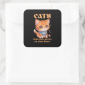 süße Katzenliebe Quadratischer Aufkleber (Tasche)