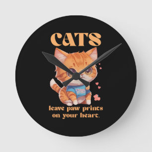 süße Katzenliebe Runde Wanduhr