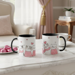 Süße Katzenliebe-Tasse mit Herzchen und niedlichen Tasse