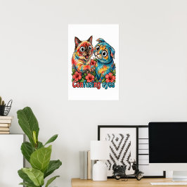 Süße Katzenliebhaber-Katze Lustige Siamese- & Char Poster