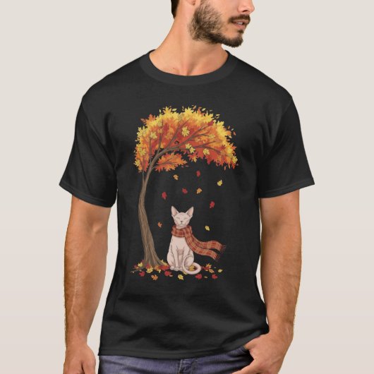 Süße Katzenliebhaber Sphynx-Katze Herbst T-Shirt (Vorderseite)