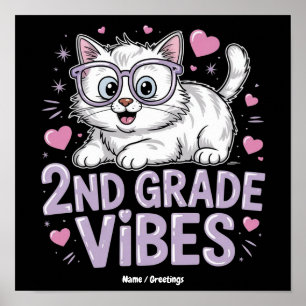 Süße Katzenliebhaberin Zweite Klasse Vibes Zurück Poster