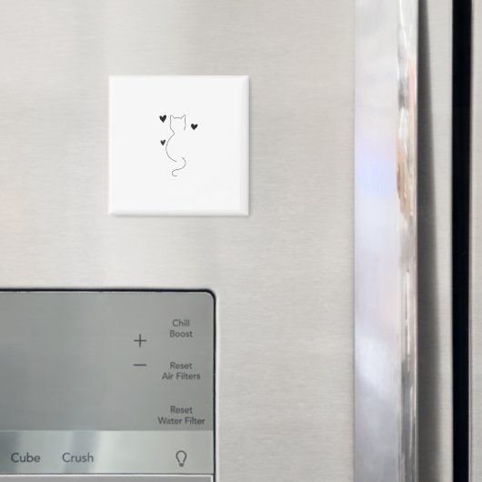 Süße Katzenliniendrawing mit drei Herzen Magnet (In Situ (Kühlschrank))