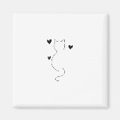 Süße Katzenliniendrawing mit drei Herzen Magnet (Vorne)