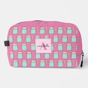 Süße Katzenmädchen rosa Monogramm Waschbeutel