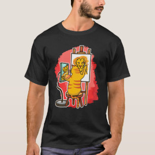 Süße Katzenmalerin malt Löwe Kätzchen Katze  Malen T-Shirt