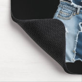 Süße Katzenmuster-Denim-Patchwork lustiger Katzenl Mousepad (Ecke)