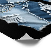 Süße Katzenmuster-Denim-Patchwork-Lustiger Katzenl Poster (Ecke)
