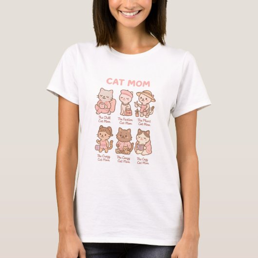 Süße Katzenmutter Cartoon-Geschenk für Mutter T-Shirt (Vorderseite)