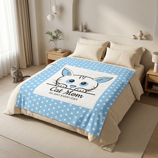 Süße Katzenmutter Fleece-Decke Fleecedecke