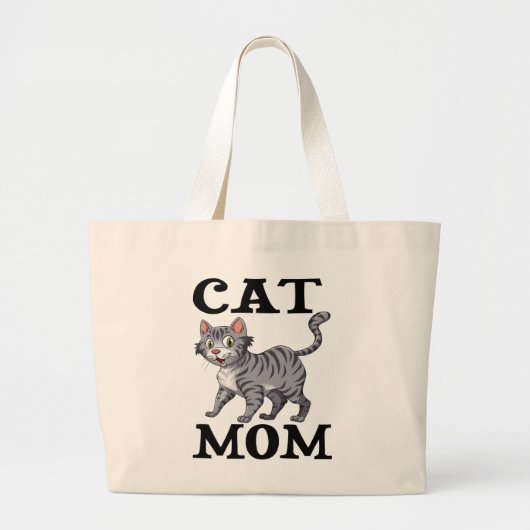 Süße Katzenmutter-Geschenk Graue Tabby-Tiger-Katze Jumbo Stoffbeutel (Vorne)