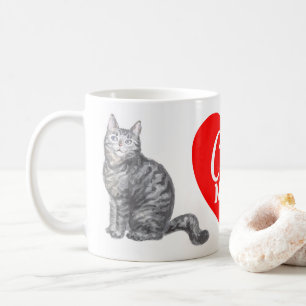 Süße Katzenmutter Graue / Silber getigerte Katze K Kaffeetasse
