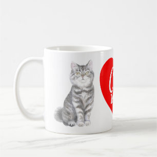 Süße Katzenmutter Graue / Silber getigerte Katze K Kaffeetasse