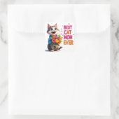 Süße Katzenmutter Kitty Mit Blumenherzen 🐱 Quadratischer Aufkleber (Tasche)