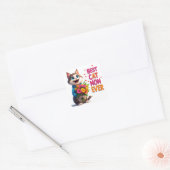 Süße Katzenmutter Kitty Mit Blumenherzen 🐱 Quadratischer Aufkleber (Umschlag)