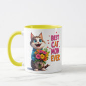 Süße Katzenmutter Kitty Mit Blumenherzen 🐱 Tasse (Links)