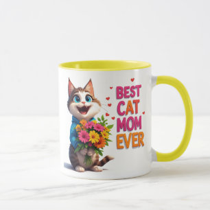 Süße Katzenmutter Kitty Mit Blumenherzen 🐱 Tasse