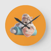 Süße Katzenmutter runde Uhr – Herz-Design Wanddeko (Vorderseite)