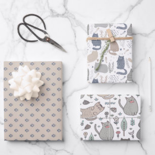 Süße Katzenparty-Papier  Geschenkpapier Set