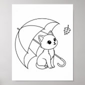 Süße Katzenregenschirmblatt-Malvorlage Poster (Vorne)