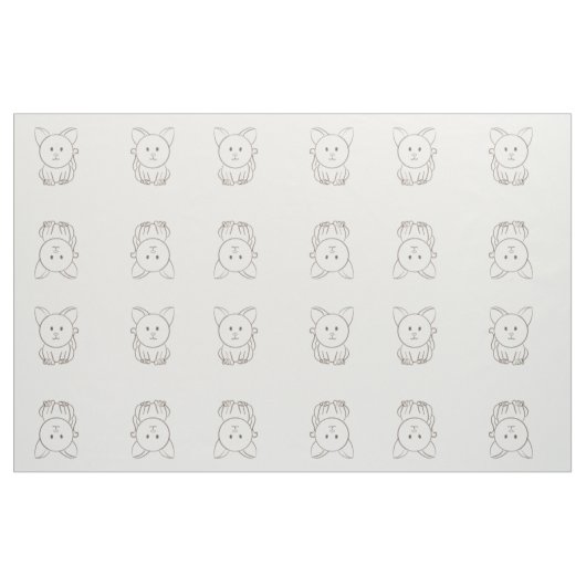 Süße Katzenskizze Stoff (Fat Quarter (45,7 x 55,9 cm))