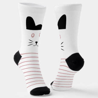 Süße Katzensocken für Frauen – Weiße und rosa Sock Socken