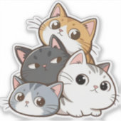 Süße Katzenstapel – Adorable Kawaii-Katzen-Aufkleb Aufkleber (Vorderseite)
